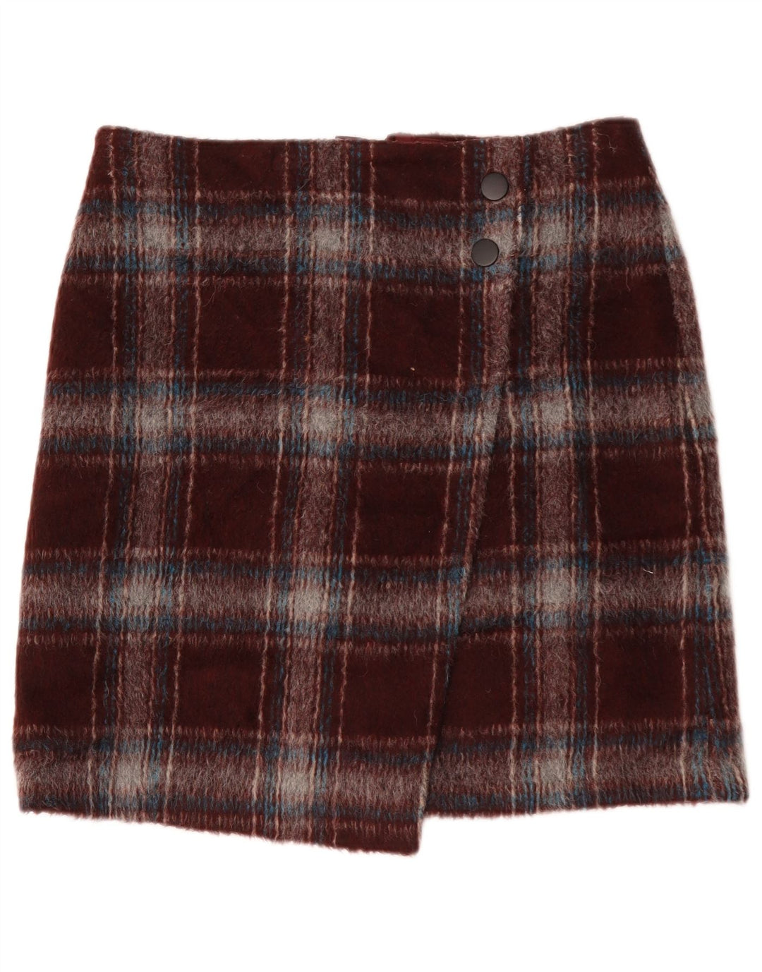 Marks & Spencer Womens Mini Skirt UK 14 Large W34  Burgundy Check Polyester