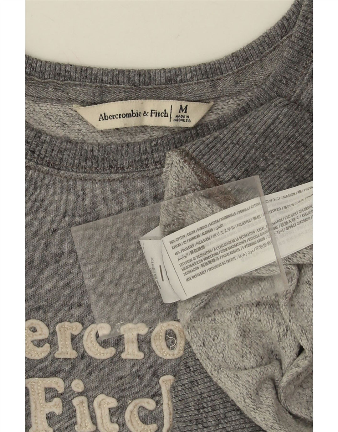 ABERCROMBIE & FITCH Womens Graphic Sweatshirt Jumper UK 14 Medium Grey