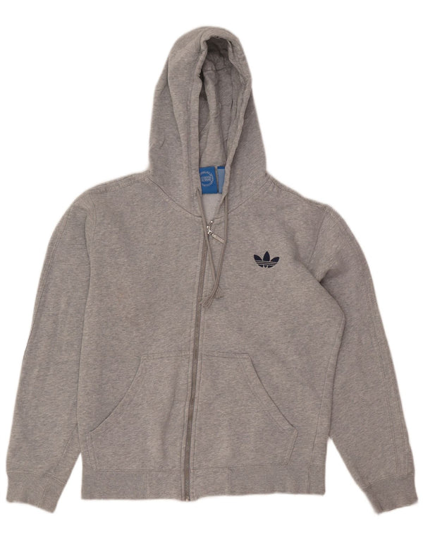 Adidas Womens Oversized Zip Hoodie Sweater UK 14 Medium Grey Flecked Cotton