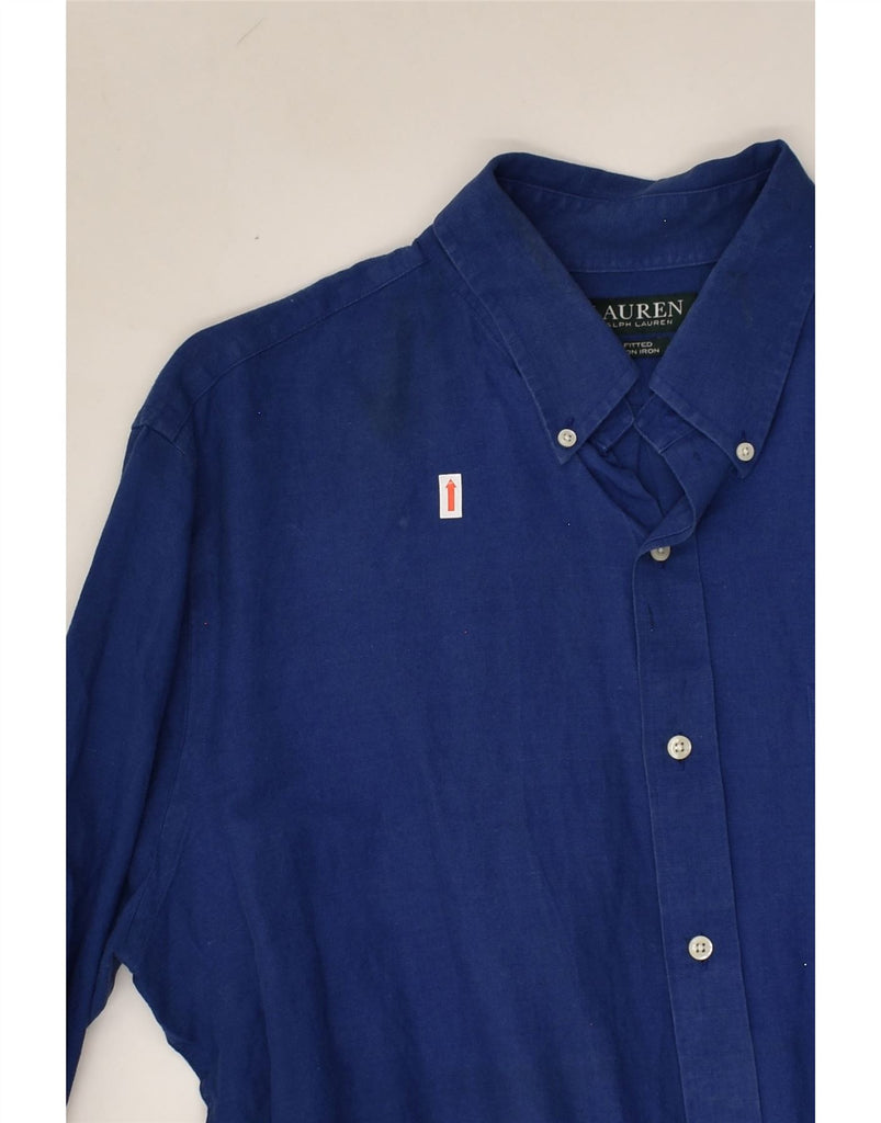 POLO RALPH LAUREN Mens Fitted Shirt Size 16 1/2 42 Large Navy Blue Cotton | Vintage Polo Ralph Lauren | Thrift | Second-Hand Polo Ralph Lauren | Used Clothing | Messina Hembry 