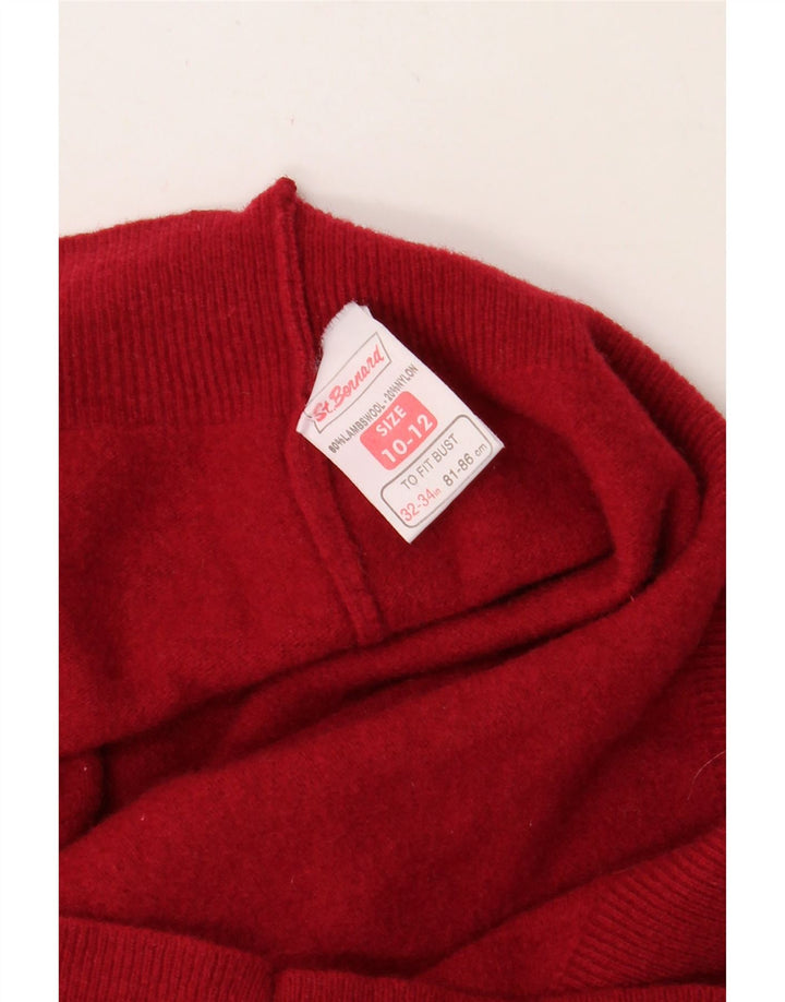 ST. BERNARD Womens Roll Neck Jumper Sweater UK 10/12 Medium Red Lambswool Vintage St. Bernard and Second-Hand St. Bernard from Messina Hembry 