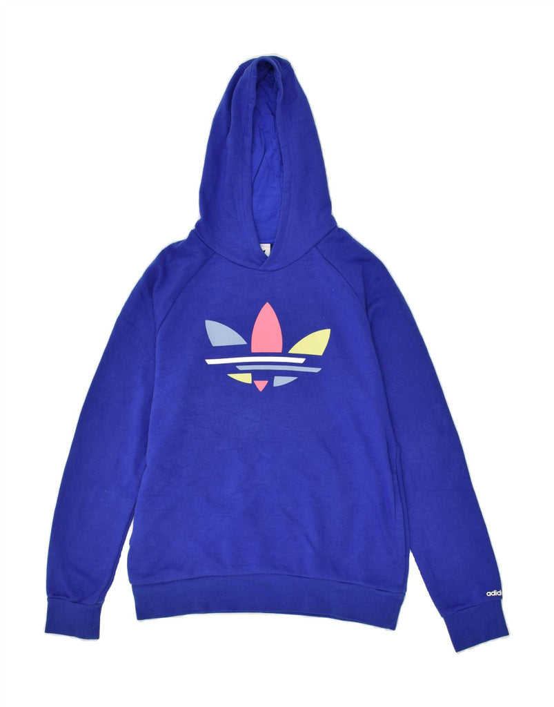 ADIDAS Boys Graphic Hoodie Jumper 13-14 Years Blue Cotton | Vintage Adidas | Thrift | Second-Hand Adidas | Used Clothing | Messina Hembry 