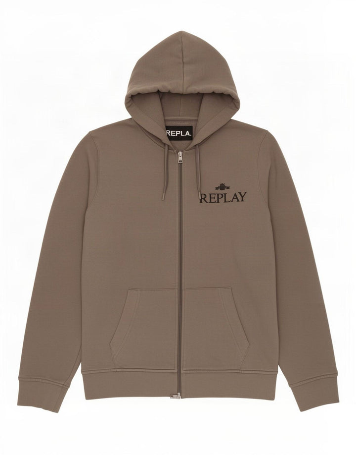 Replay Mens Zip Hoodie Sweater Medium Grey Cotton