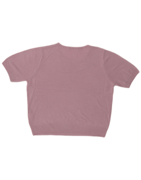 Marks & Spencer Womens Crop Crew Neck Jumper Sweater UK 18 XL Pink