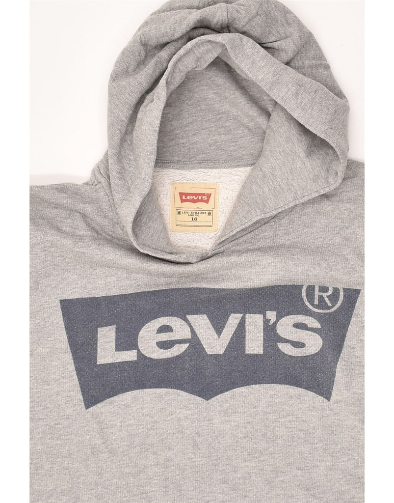 LEVI'S Boys Graphic Hoodie Jumper 15-16 Years Grey Cotton | Vintage Levi's | Thrift | Second-Hand Levi's | Used Clothing | Messina Hembry 