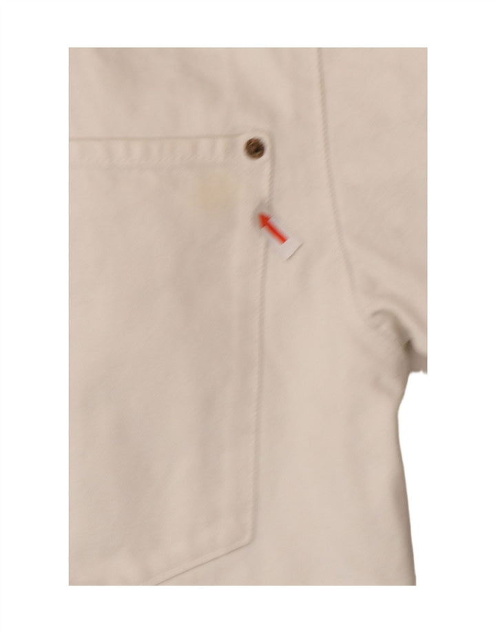Zara Womens Crop Oversized Denim Jacket UK 6 XS White Cotton