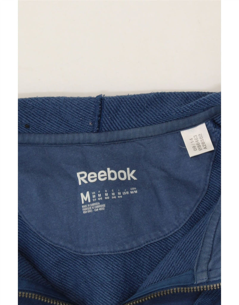 REEBOK Womens Zip Hoodie Sweater UK 12/14 Medium Navy Blue Cotton Vintage Reebok and Second-Hand Reebok from Messina Hembry 