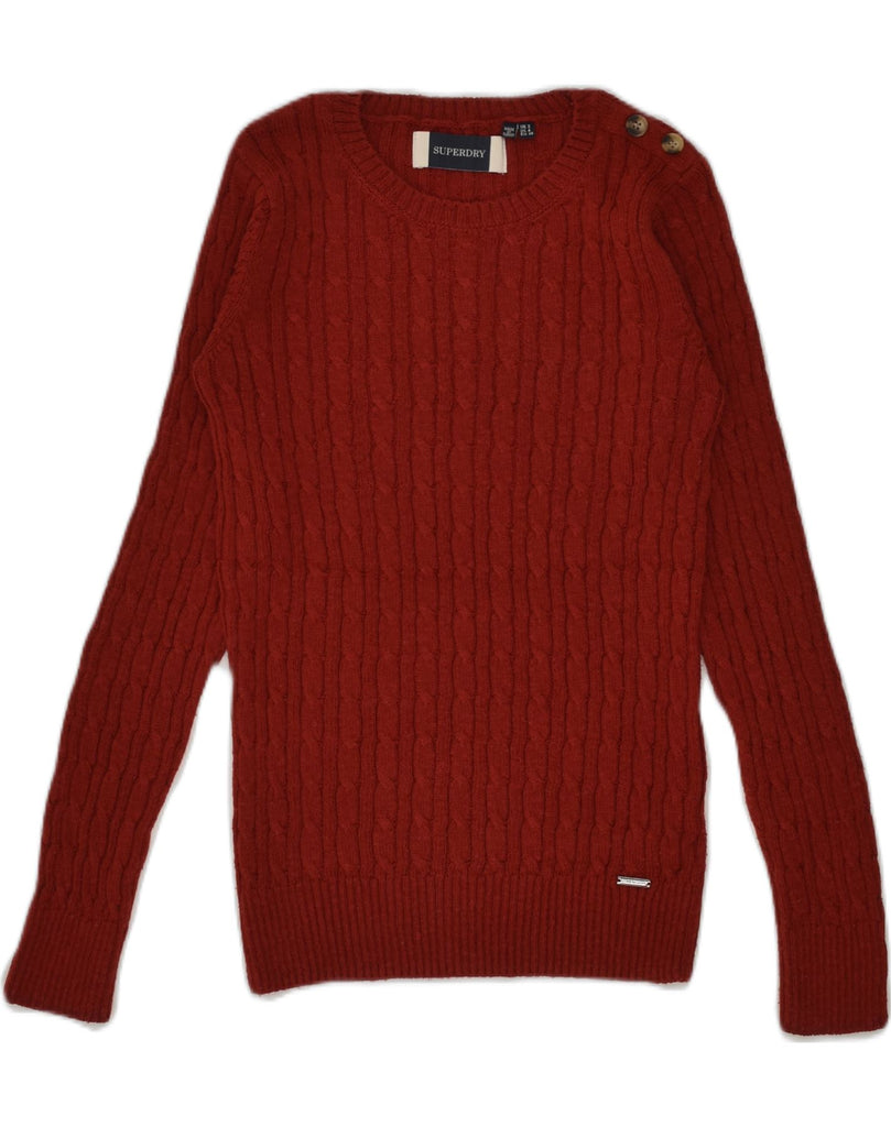 SUPERDRY Womens Crew Neck Jumper Sweater UK 8 Small Red Acrylic | Vintage Superdry | Thrift | Second-Hand Superdry | Used Clothing | Messina Hembry 