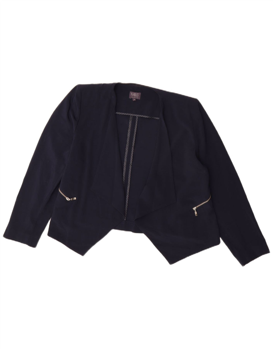 Marks & Spencer Womens Bolero Top UK 16 Large Navy Blue Polyester