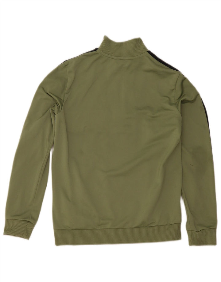 Adidas Boys Tracksuit Top Jacket 9-10 Years Khaki Colourblock Polyester