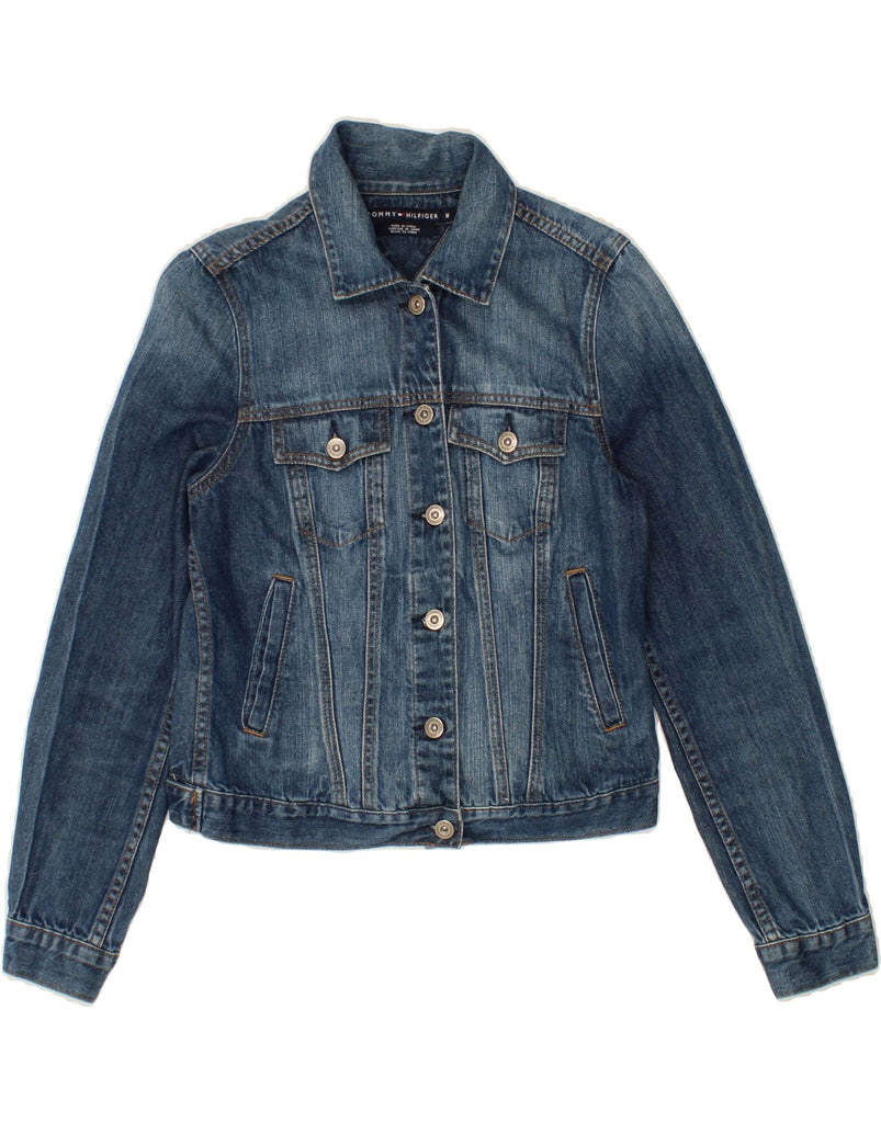 TOMMY HILFIGER Womens Crop Denim Jacket UK 12 Medium Blue Cotton Vintage Tommy Hilfiger and Second-Hand Tommy Hilfiger from Messina Hembry 