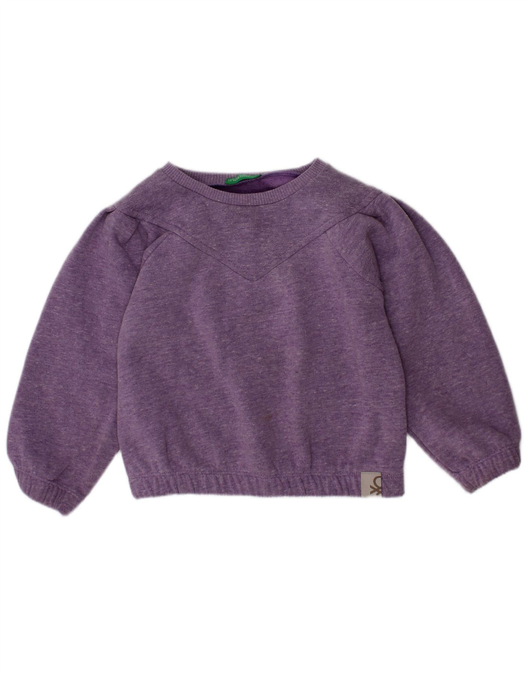 Benetton Girls Sweatshirt Jumper 2-3 Years Purple Flecked Polyester