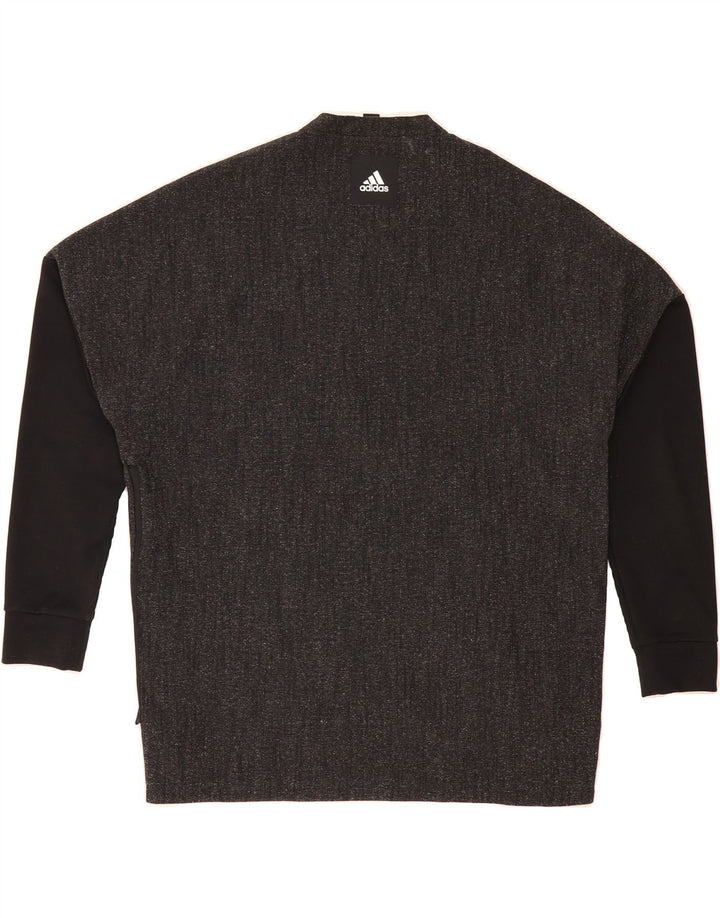 ADIDAS Mens Zip Neck Sweatshirt Jumper Large Grey Colourblock Vintage Adidas and Second-Hand Adidas from Messina Hembry 