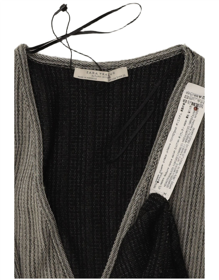 Zara Womens Maxi Oversized Shift Dress UK 10 Small Grey Striped Polyester