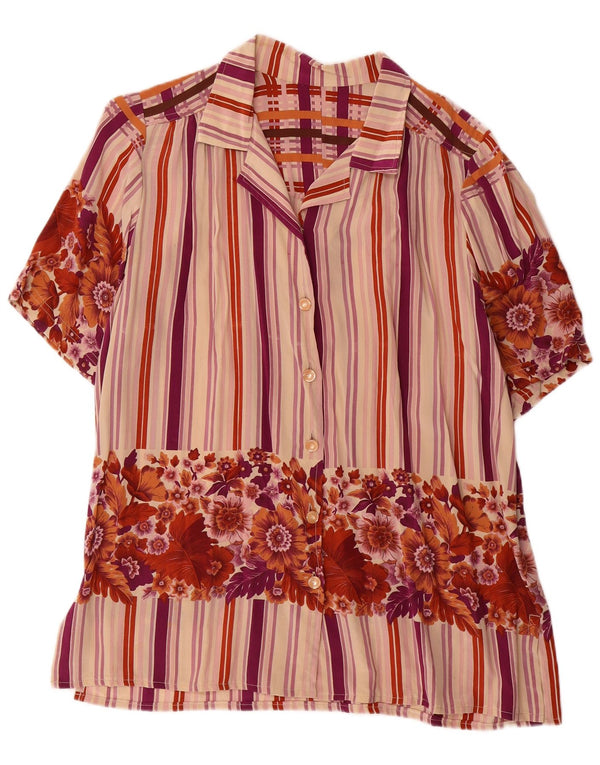 Vintage Womens Short Sleeve Shirt UK 18 XL Multicoloured Floral