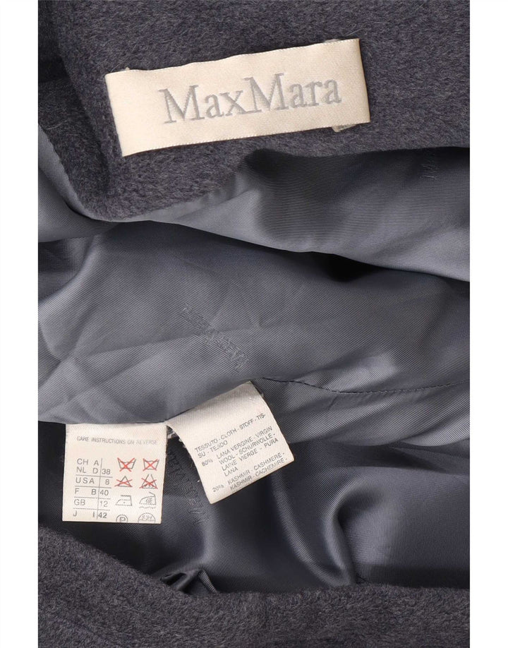 Max Mara Womens Hooded Oversized Parka Jacket UK 12 Medium Grey Virgin Wool