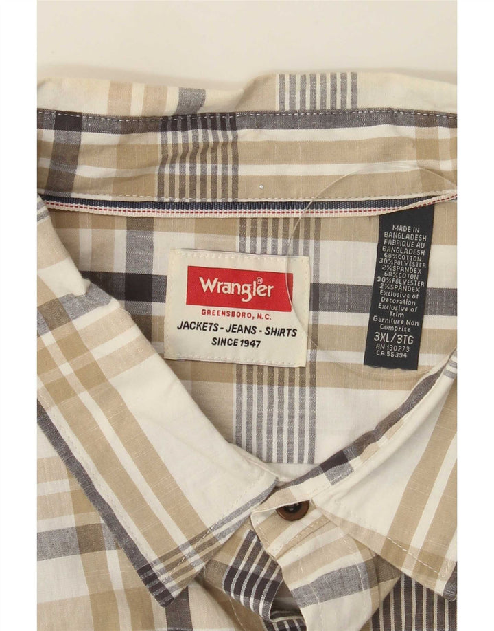 Wrangler Mens Western Shirt 3XL Beige Plaid Cotton