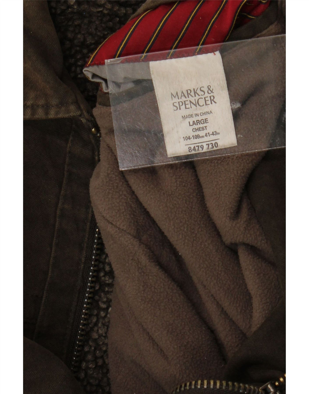 Marks & Spencer Mens Bomber Jacket UK 40 Large Brown Cotton