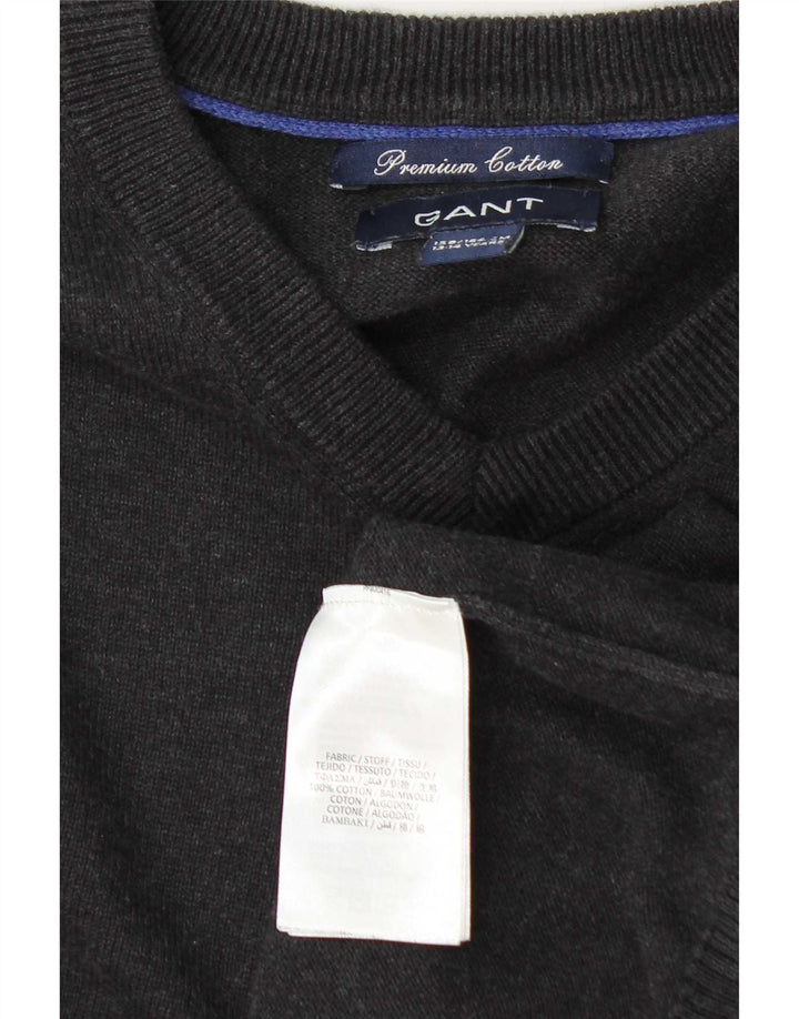 Gant Boys V-Neck Jumper Sweater 13-14 Years Grey Cotton