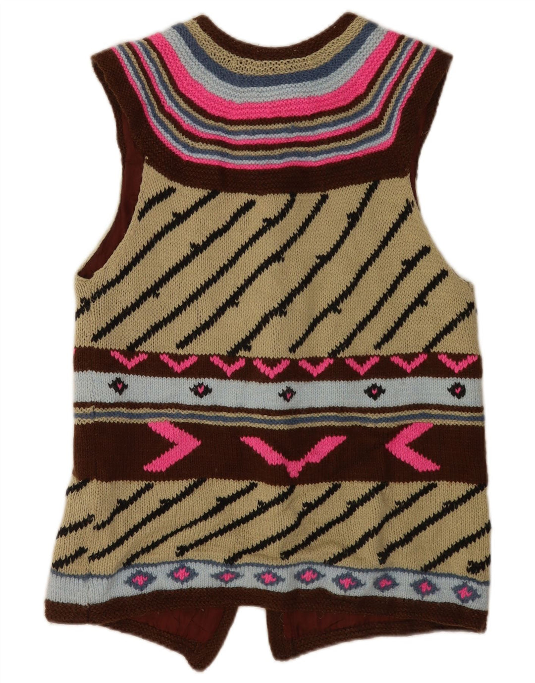 Vintage Womens Cardigan Sweater UK 14 Medium Multicoloured Geometric