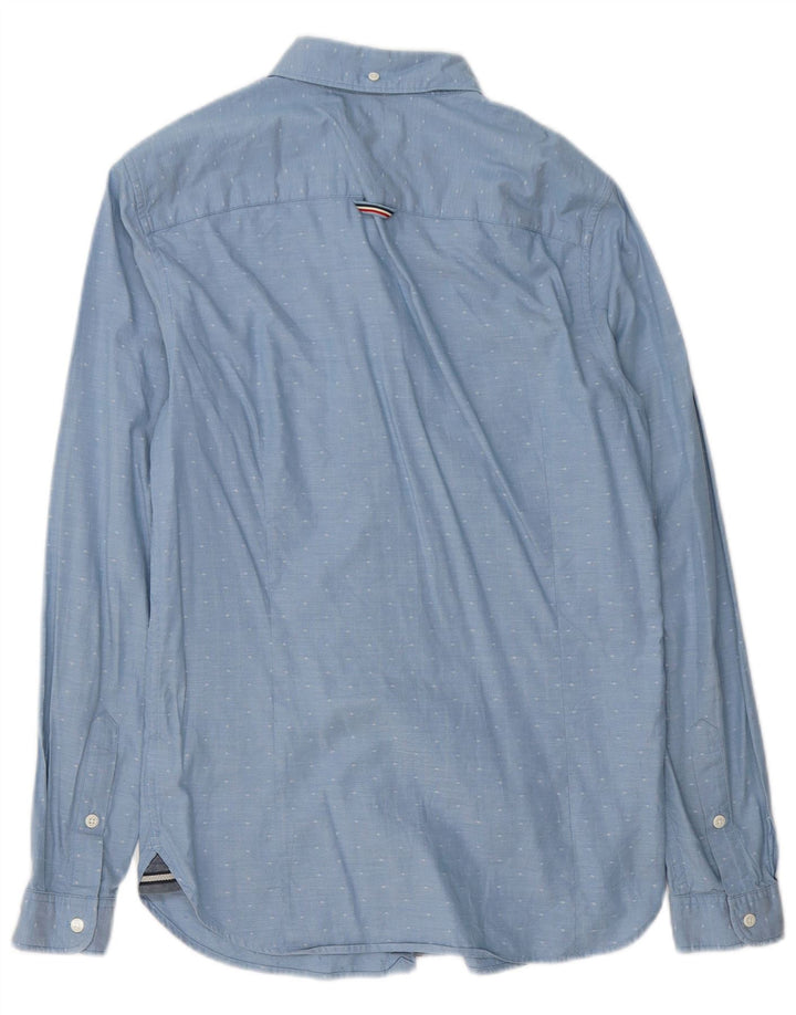 Tommy Hilfiger Mens Shirt Small Blue Spotted Cotton