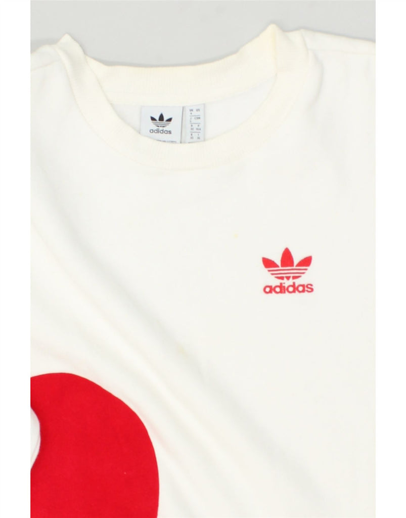 ADIDAS Womens Sweatshirt Jumper UK  4 XS  White Colourblock Cotton | Vintage Adidas | Thrift | Second-Hand Adidas | Used Clothing | Messina Hembry 
