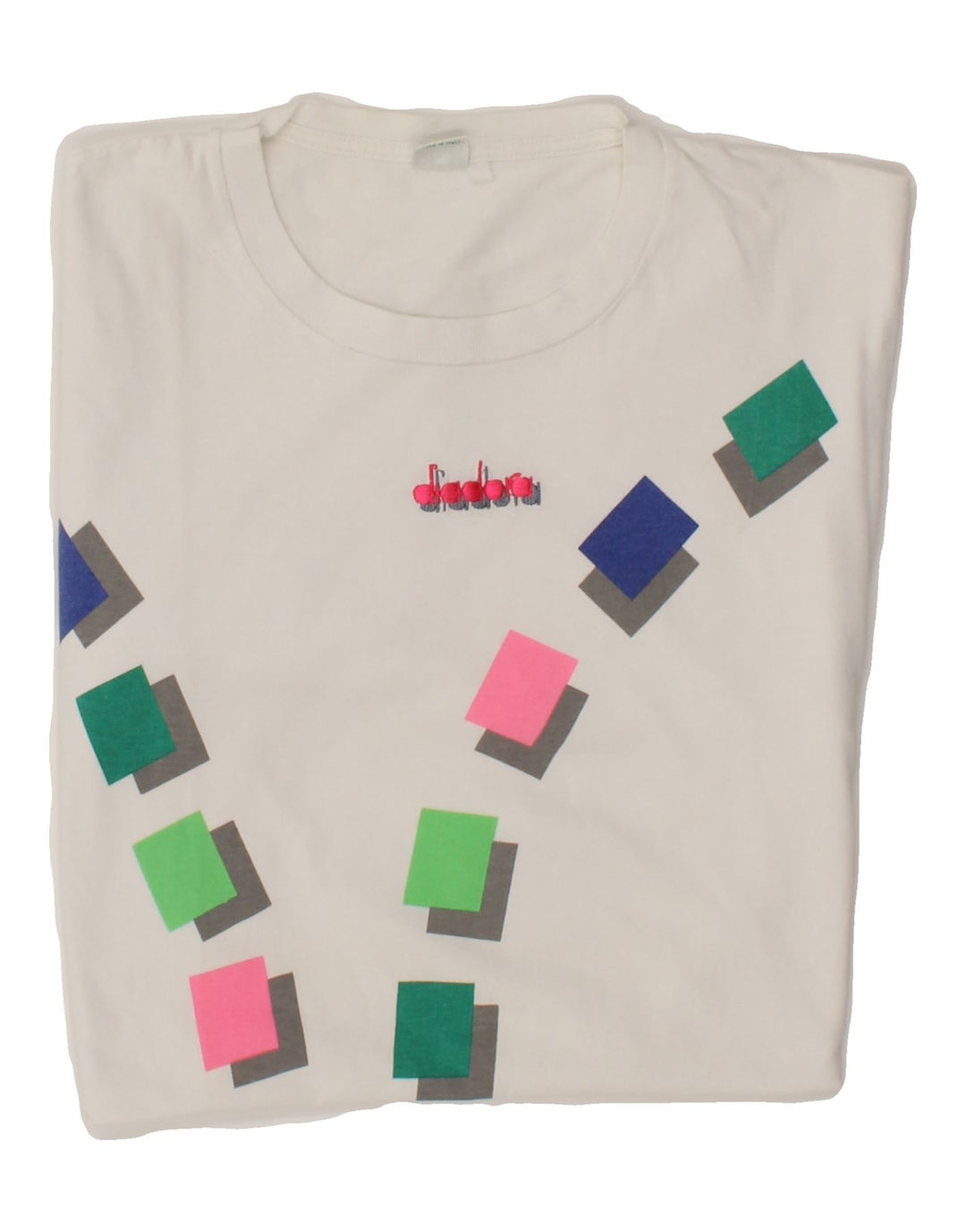 DIADORA Womens Graphic T-Shirt Top UK 12 Medium White Vintage Diadora and Second-Hand Diadora from Messina Hembry 