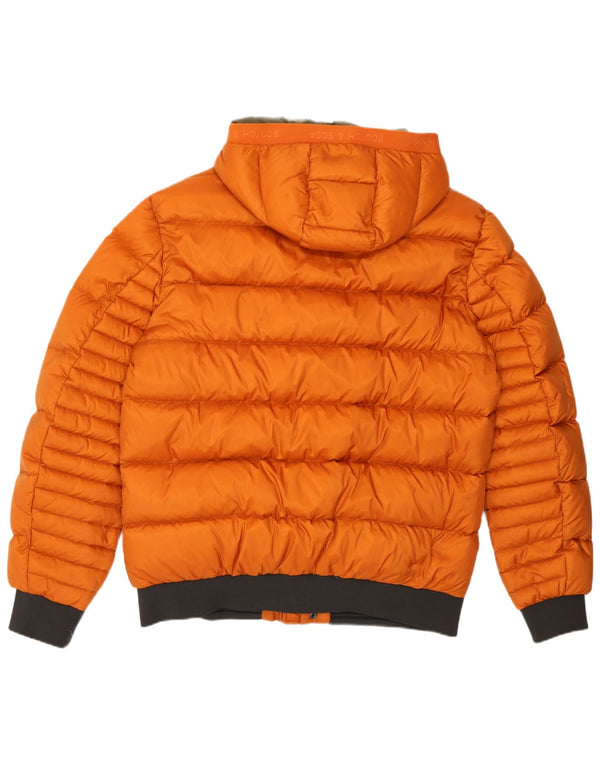 Scotch & Soda Mens Hooded Padded Jacket UK 42 XL Orange Polyamide