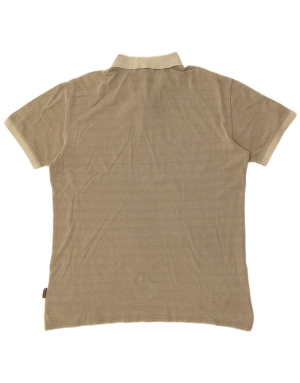 Napapijri Mens Polo Shirt 3XL Khaki Striped Cotton
