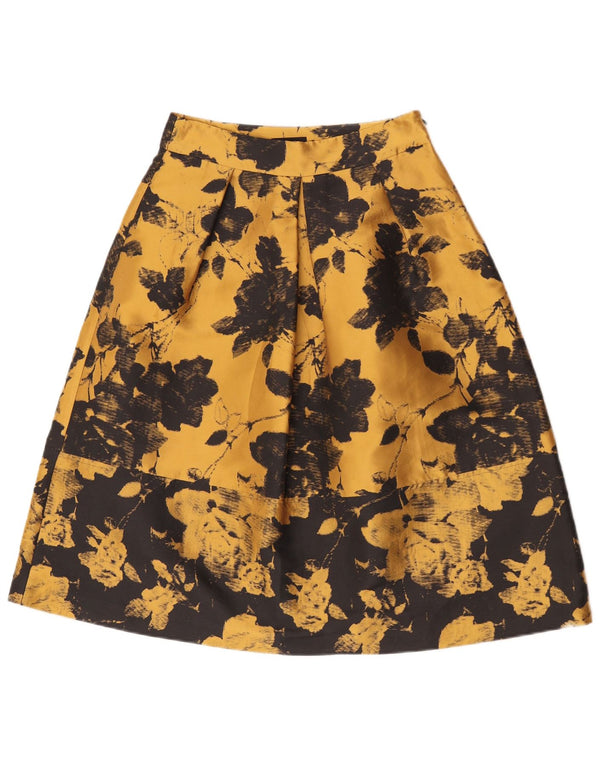 Max & Co. Womens High Waist A-Line Skirt UK 10 Small W26 Yellow Floral