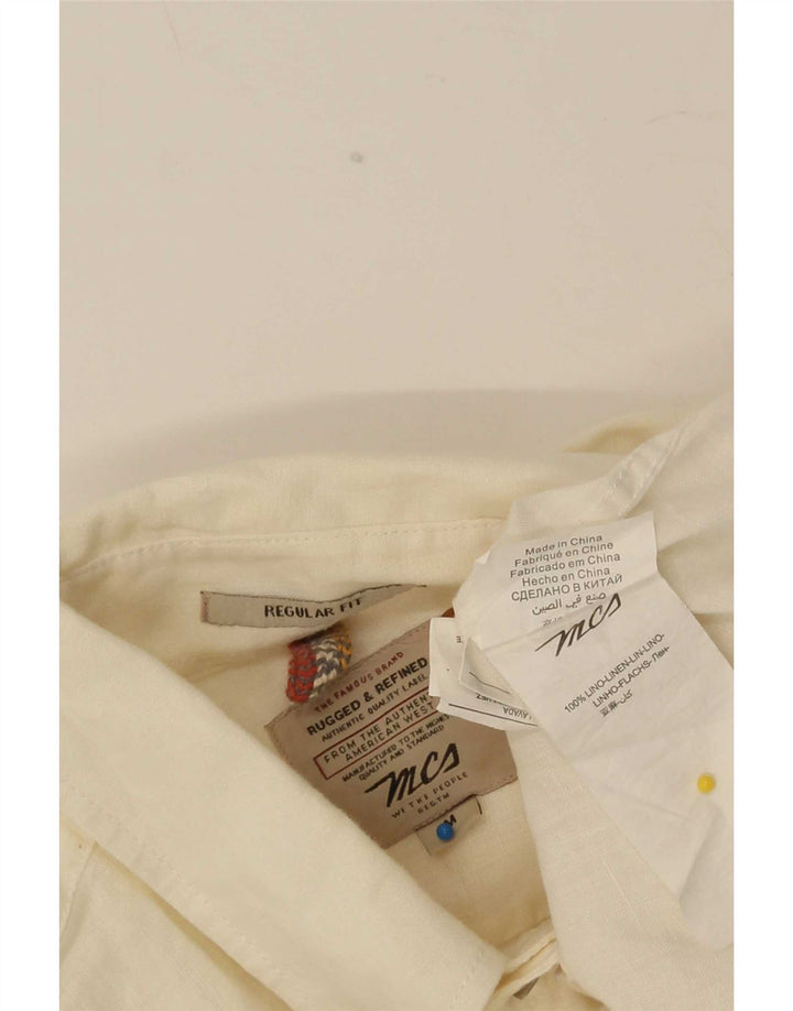 Marlboro Classics Mens Regular Fit Shirt Medium Off White Linen