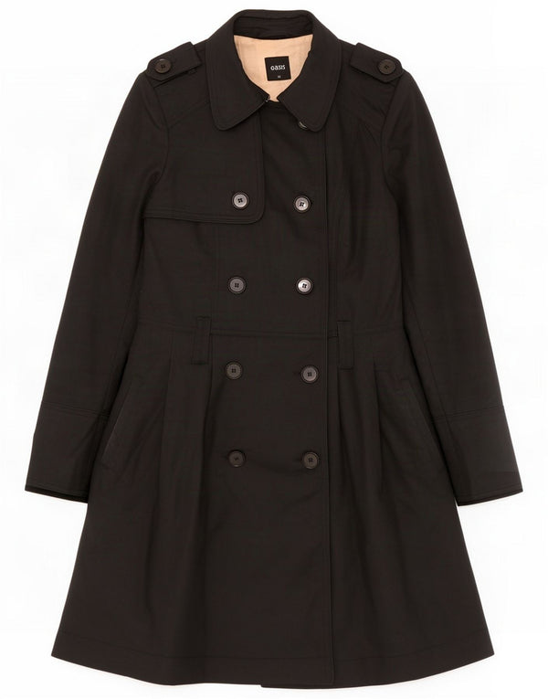 Oasis Womens Oversized Trench Coat UK 6 XS Black Cotton