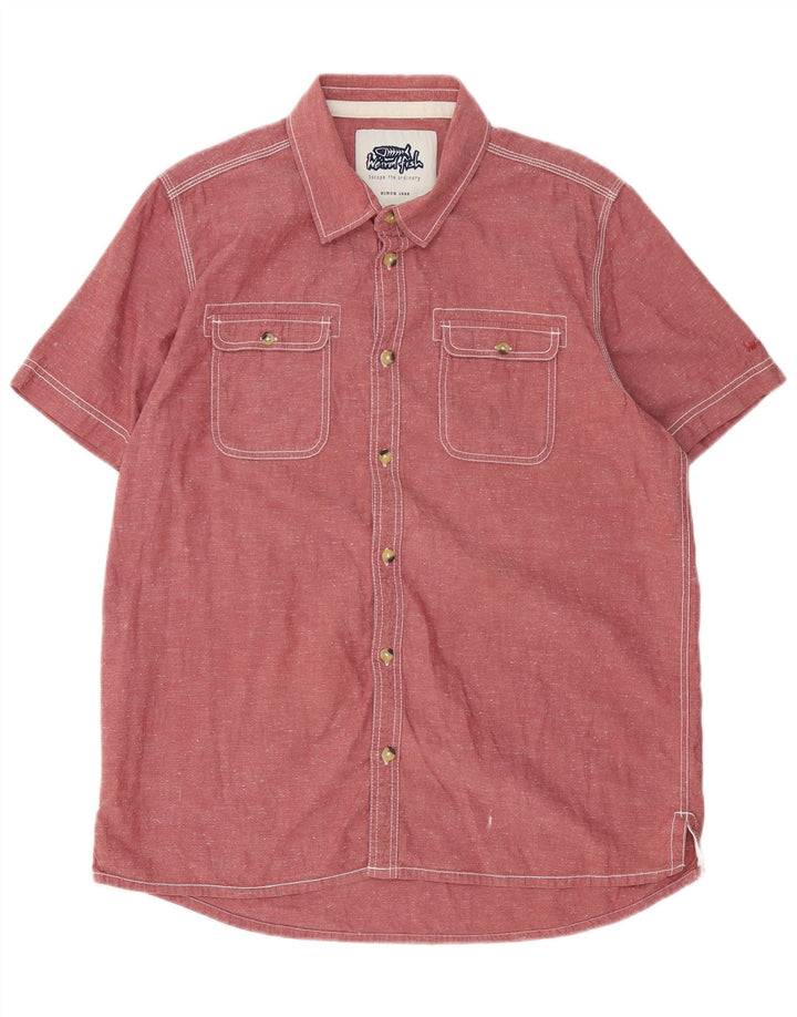 Weird Fish Mens Short Sleeve Shirt XL Pink Cotton