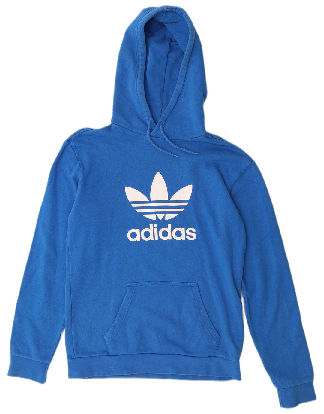 ADIDAS Mens Graphic Hoodie Jumper Small Blue Cotton