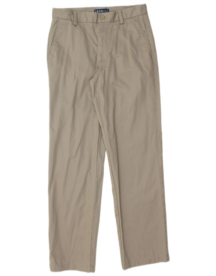 IZOD Mens Straight Chino Trousers W29 L32  Beige Cotton