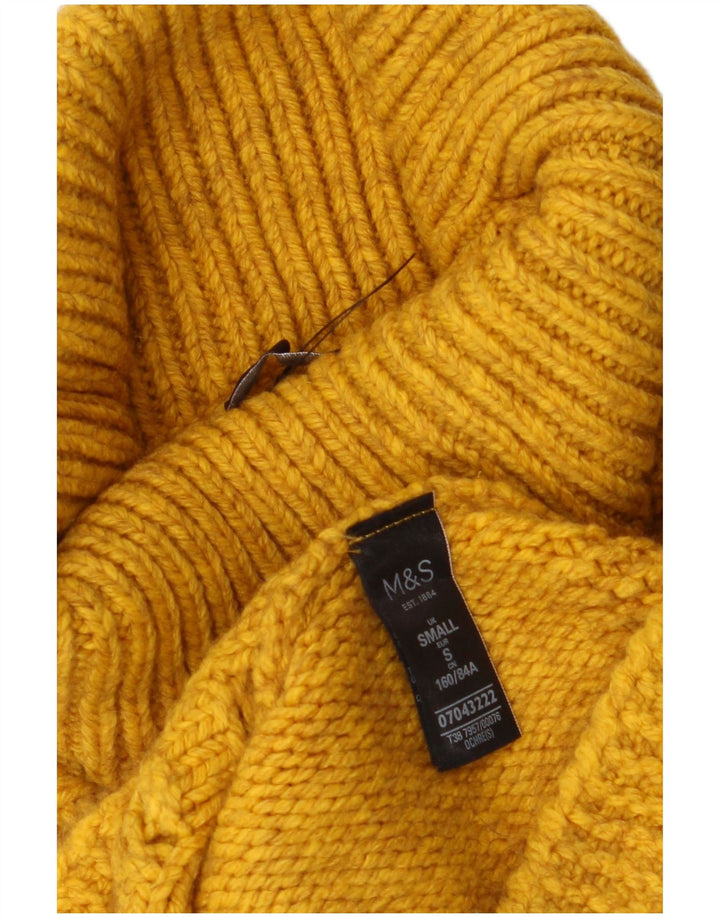 MARKS & SPENCER Womens Crop Roll Neck Jumper Sweater UK 10 Small Yellow