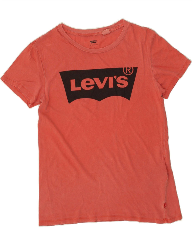 LEVI'S Womens Graphic T-Shirt Top UK 12 Medium Red Cotton | Vintage Levi's | Thrift | Second-Hand Levi's | Used Clothing | Messina Hembry 