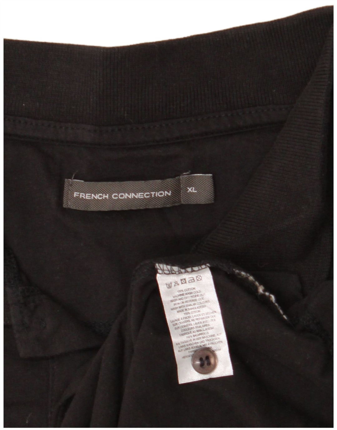 FRENCH CONNECTION Mens Polo Shirt XL Black Cotton