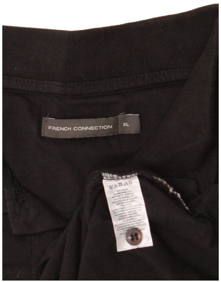 FRENCH CONNECTION Mens Polo Shirt XL Black Cotton