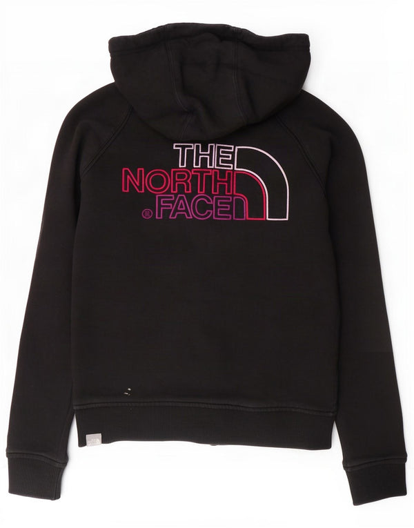 The North Face Womens Graphic Zip Hoodie Sweater UK 14 Medium Black Cotton