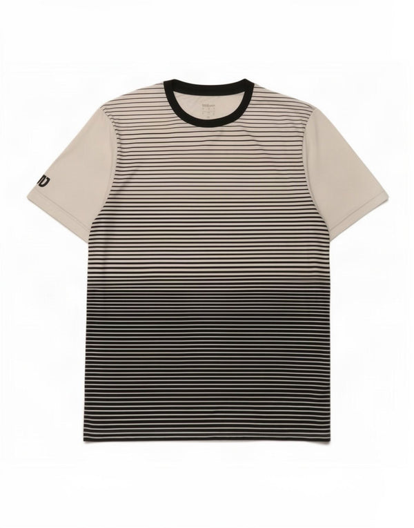 Wilson Mens T-Shirt Top Large White Striped Polyester