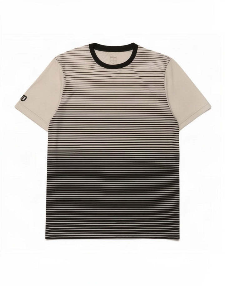 Wilson Mens T-Shirt Top Large White Striped Polyester