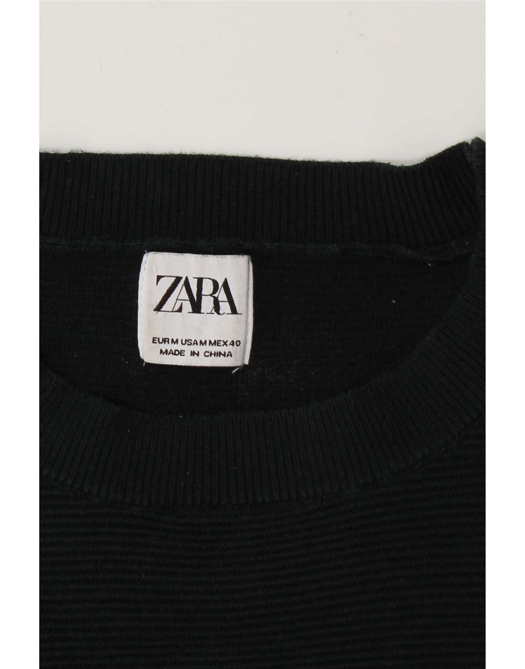 Zara Mens Crew Neck Jumper Sweater Medium Green