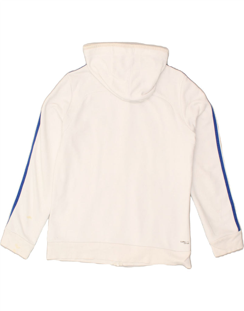 ADIDAS Womens Zip Hoodie Sweater UK 16/18 Large White Cotton | Vintage Adidas | Thrift | Second-Hand Adidas | Used Clothing | Messina Hembry 
