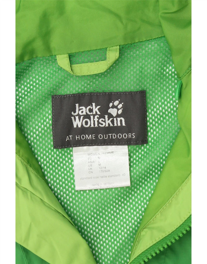 JACK WOLFSKIN Womens Hooded Rain Jacket UK 12/14 Medium Green Polyamide Vintage Jack Wolfskin and Second-Hand Jack Wolfskin from Messina Hembry 