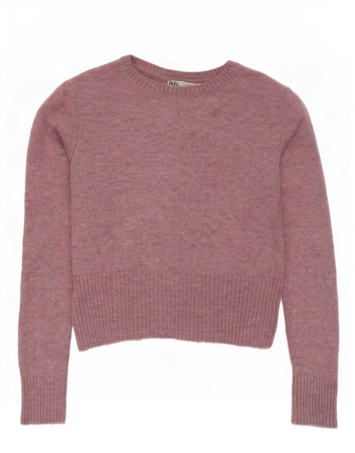 Zara Womens Boat Neck Jumper Sweater UK 12 Medium Pink Nylon