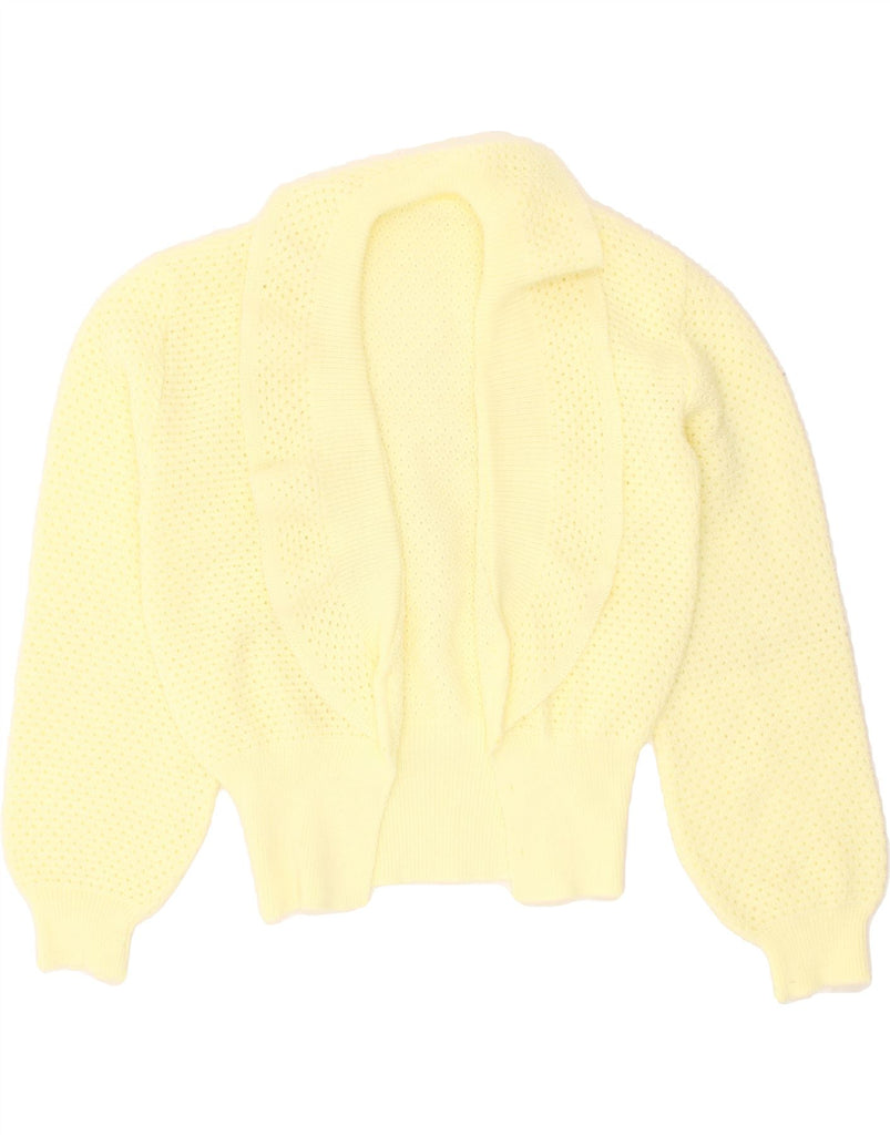 VINTAGE Womens Shawl Neck Cardigan Sweater UK 14 Medium Yellow Vintage Vintage and Second-Hand Vintage from Messina Hembry 