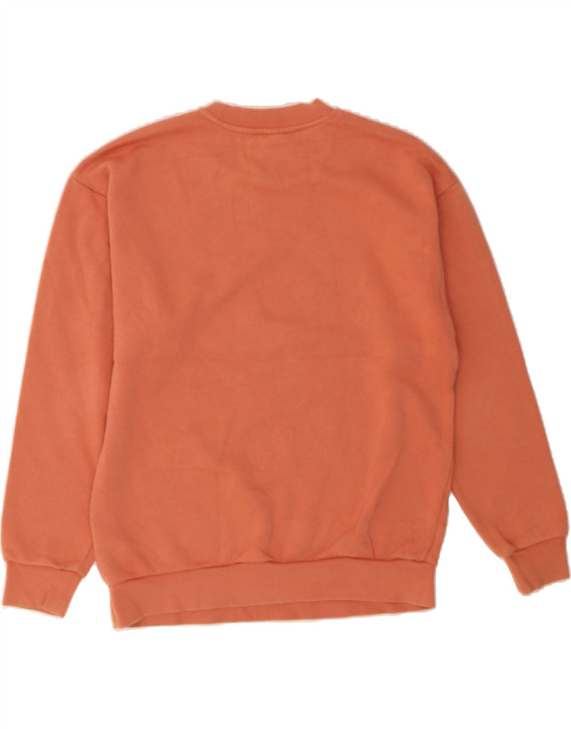 ADIDAS Womens Oversized Graphic Sweatshirt Jumper UK 6 XS Orange Cotton Vintage Adidas and Second-Hand Adidas from Messina Hembry 