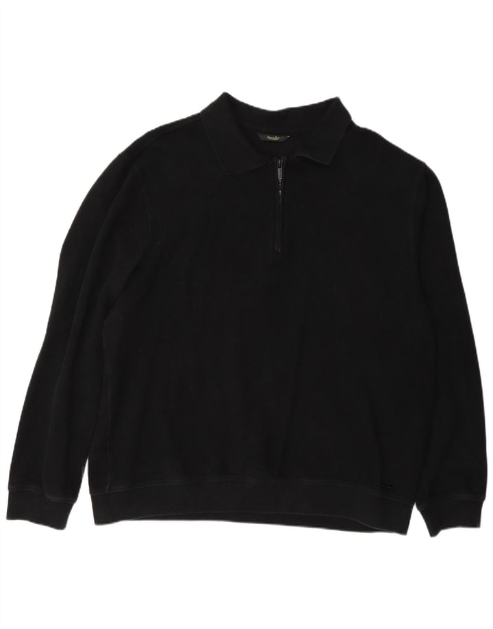 Massimo Dutti Mens Polo Neck Jumper Sweater 2XL Black Cotton