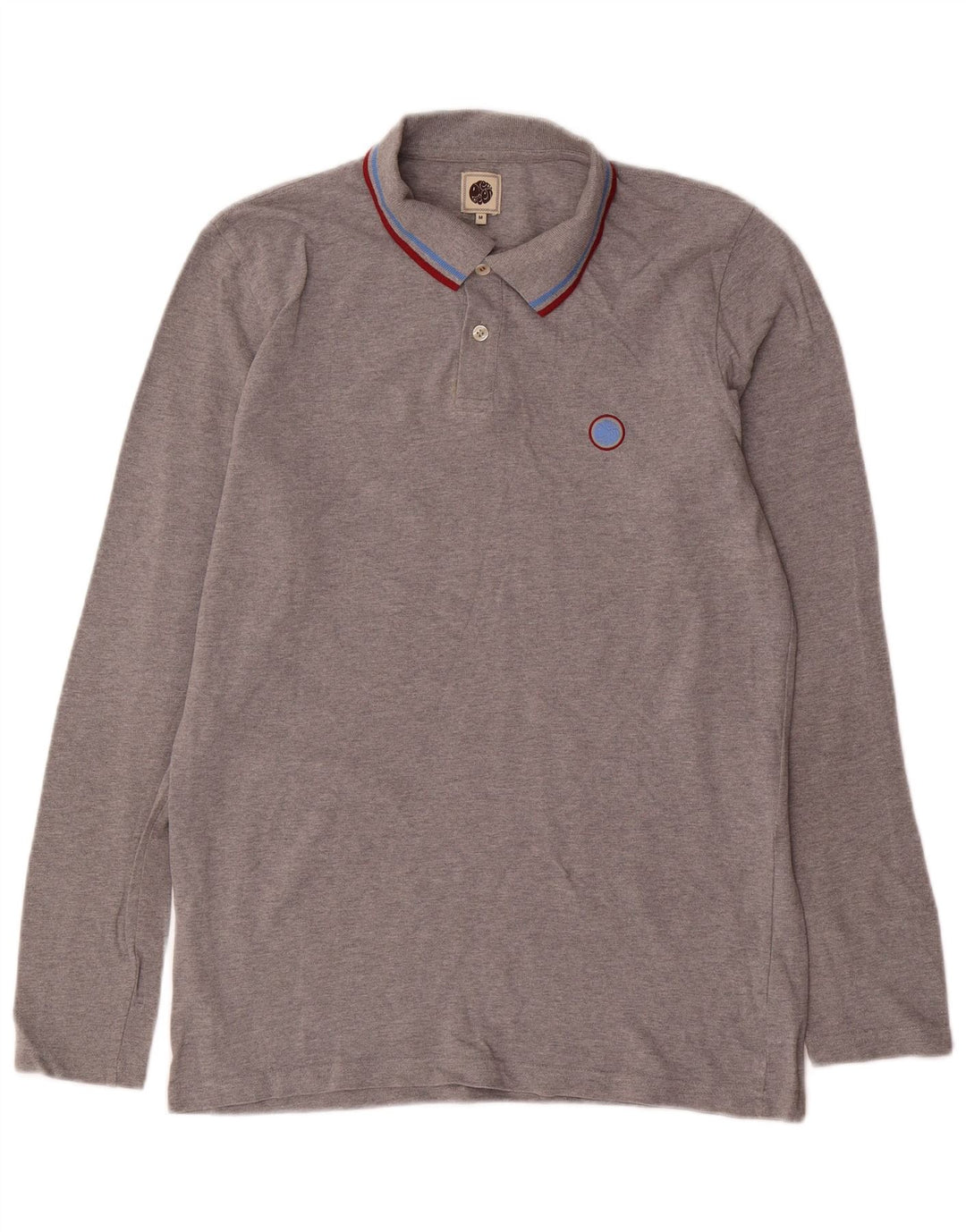 Pretty Green Mens Long Sleeve Polo Shirt Medium Grey Cotton